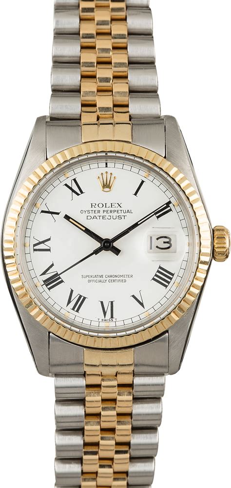 rolex white buckley dial quickset 16013|Rolex Datejust 36 16013 White Roman .